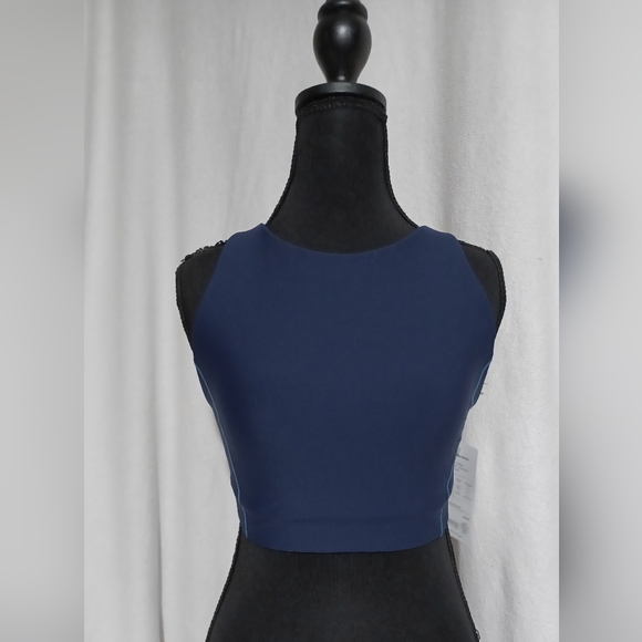 NWT Athleta Deep Flex Spacer Tipped Sports Bra D-DD Size Large Blue/Ultramarine